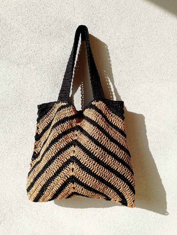 Bolso Chevron beige/negro